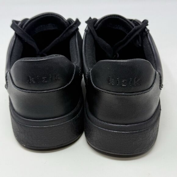 Kizik Vegas Sneakers Womens 7 Triple Black Leather Handsfree Lace Up Shoes - Picture 10 of 16